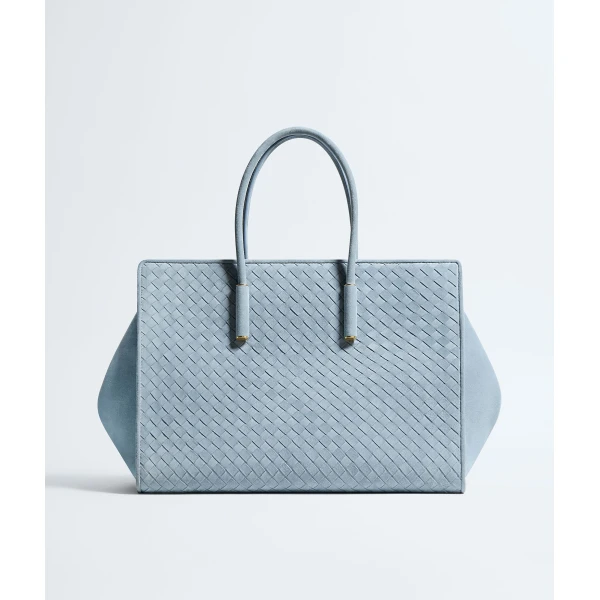 Khaite Women's Barbara Tote in Mineral - Grey Totes & Top-Handle Bags - The Lotus Tote Bag - Shop at Luxury Shoes 