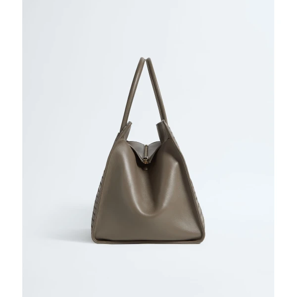 Khaite Women's Large Barbara Tote in Gray clay - Grey Totes & Top-Handle Bags - The Lotus Tote Bag - Shop at Luxury Shoes 
