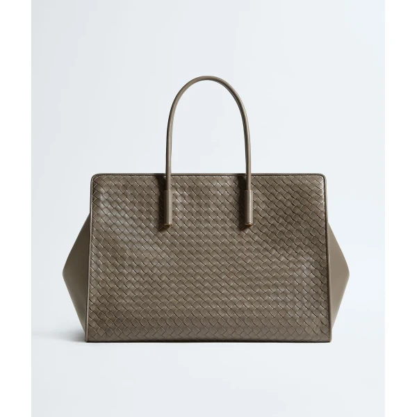 Khaite Women's Large Barbara Tote in Gray clay - Grey Totes & Top-Handle Bags - The Lotus Tote Bag - Shop at Luxury Shoes 
