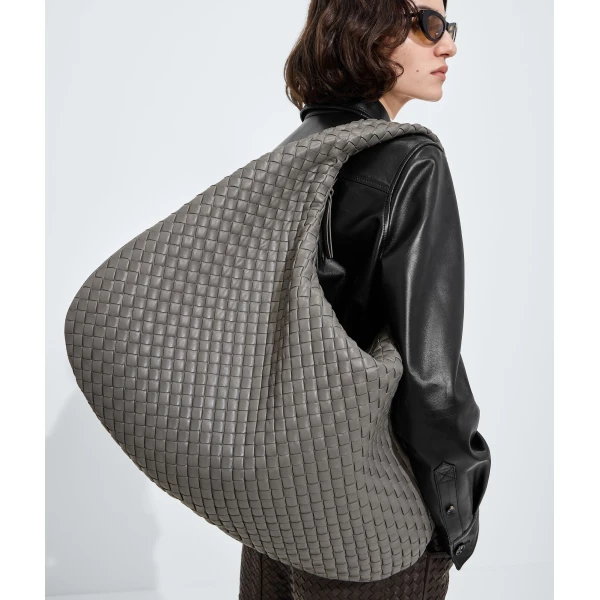 Khaite Women's Maxi Veneta in Basalt - Grey Shoulder & Crossbody Bags - The Lotus Tote Bag - Shop at Luxury Shoes 