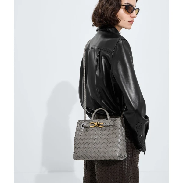 Khaite Women's Small Andiamo in Basalt - Grey Totes & Top-Handle Bags - The Lotus Tote Bag - Shop at Luxury Shoes 