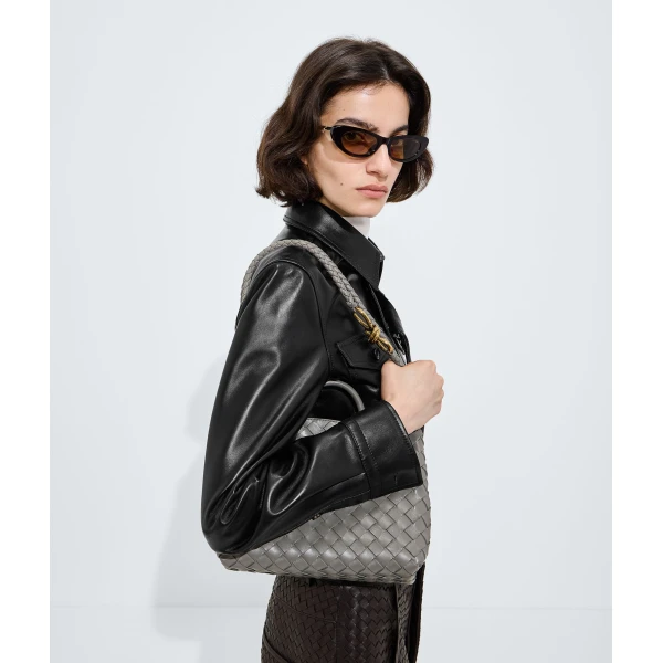 Khaite Women's Small Andiamo in Basalt - Grey Totes & Top-Handle Bags - The Lotus Tote Bag - Shop at Luxury Shoes 