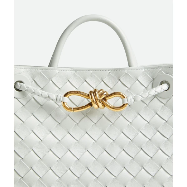 Khaite Women's Small Andiamo in Hoarfrost - Grey Totes & Top-Handle Bags - The Lotus Tote Bag - Shop at Luxury Shoes 