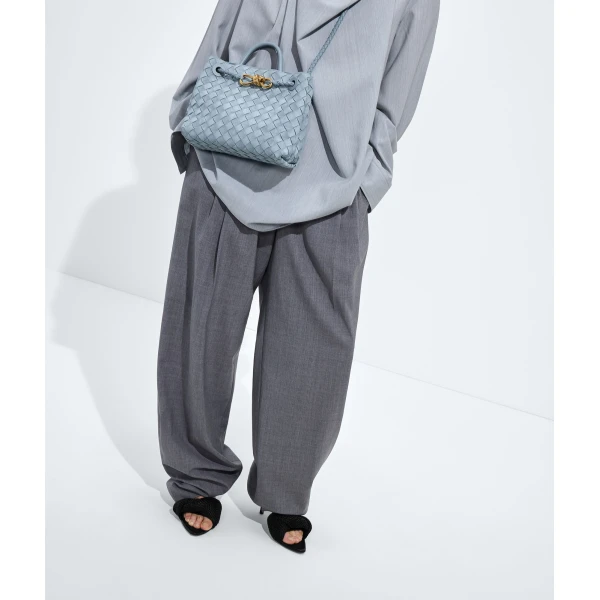 Khaite Women's Small Andiamo in Mineral - Grey Totes & Top-Handle Bags - The Lotus Tote Bag - Shop at Luxury Shoes 