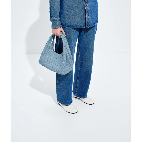 Khaite Women's Small Campana in Mineral - Grey Shoulder & Crossbody Bags - The Lotus Tote Bag - Shop at Luxury Shoes 