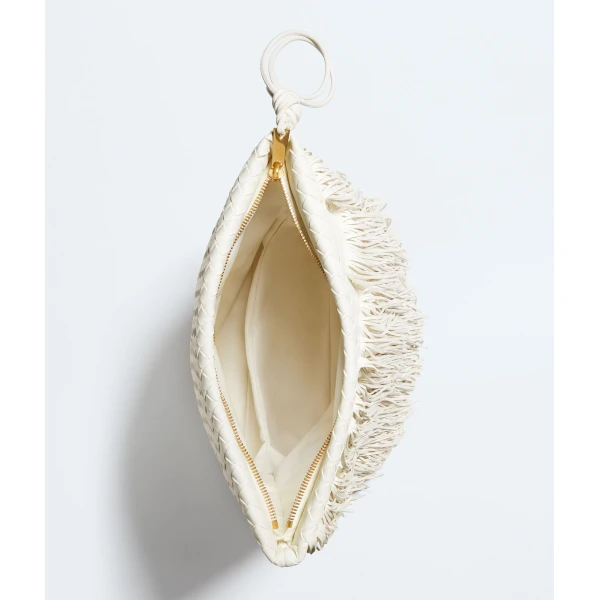 Khaite Women's Giornale Pouch in Alabaster - Ivory Clutch Bags - The Lotus Tote Bag - Shop at Luxury Shoes 