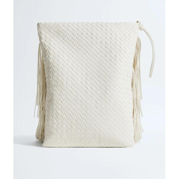 Khaite Women's Giornale Pouch in Alabaster - Ivory Clutch Bags - The Lotus Tote Bag - Shop at Luxury Shoes 