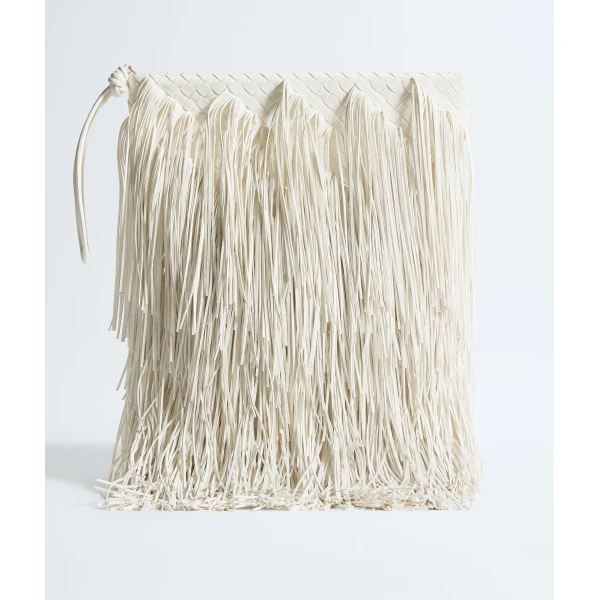 Khaite Women's Giornale Pouch in Alabaster - Ivory Clutch Bags - The Lotus Tote Bag - Shop at Luxury Shoes 