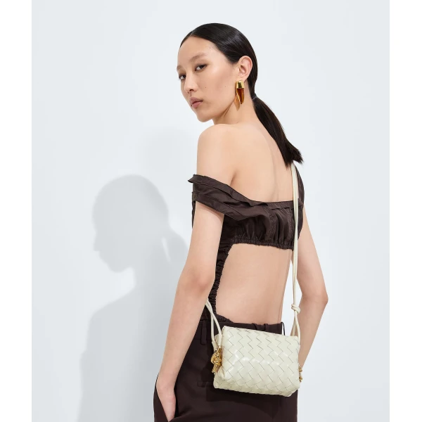 Khaite Women's Mini Loop Metal Knots in Bone - Ivory Mini Bags - The Lotus Tote Bag - Shop at Luxury Shoes 