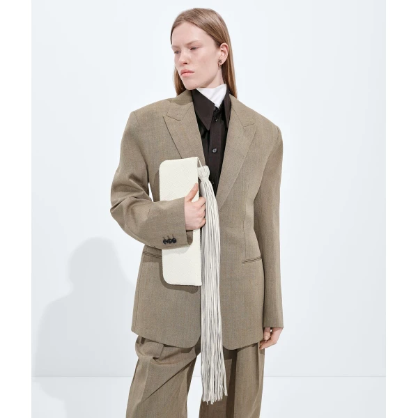 Khaite Women's Serata Clutch in Alabaster - Ivory Clutch Bags - The Lotus Tote Bag - Shop at Luxury Shoes 