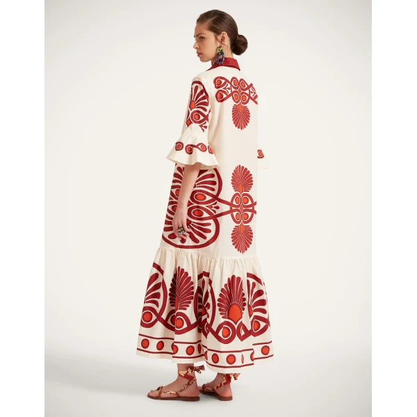 La DoubleJ Artemis Dress Medallion Placée Cream in Cotton Poplin - Dresses - Milanese Maximalist Fashion at Luxury Shoes 
