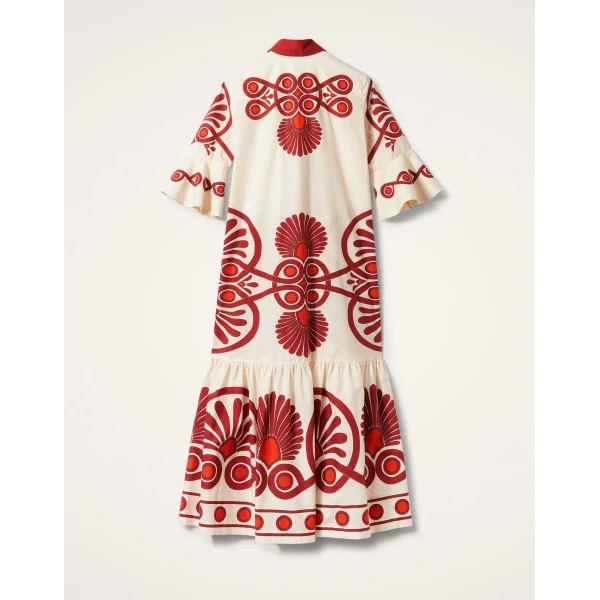 La DoubleJ Artemis Dress Medallion Placée Cream in Cotton Poplin - Dresses - Milanese Maximalist Fashion at Luxury Shoes 