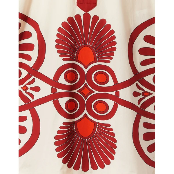 La DoubleJ Artemis Dress Medallion Placée Cream in Cotton Poplin - Dresses - Milanese Maximalist Fashion at Luxury Shoes 