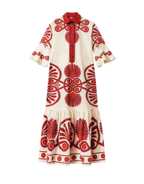 La DoubleJ Artemis Dress Medallion Placée Cream in Cotton Poplin - Dresses - Milanese Maximalist Fashion at Luxury Shoes 