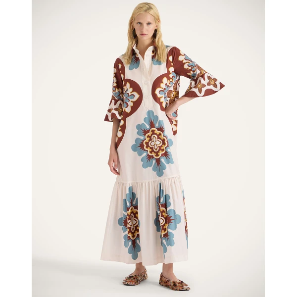 La DoubleJ Artemis Dress Palazzo Placée Chocolate in Cotton Poplin - Dresses - Milanese Maximalist Fashion at Luxury Shoes 
