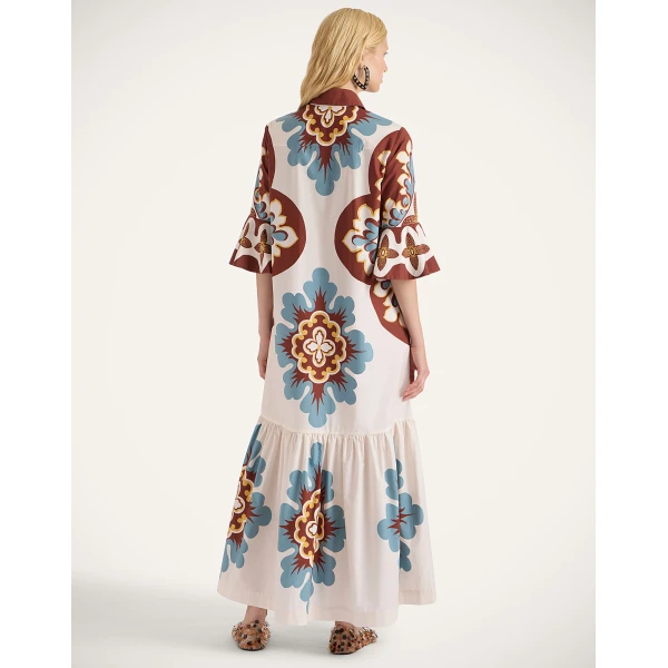 La DoubleJ Artemis Dress Palazzo Placée Chocolate in Cotton Poplin - Dresses - Milanese Maximalist Fashion at Luxury Shoes 