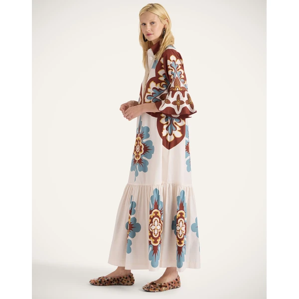 La DoubleJ Artemis Dress Palazzo Placée Chocolate in Cotton Poplin - Dresses - Milanese Maximalist Fashion at Luxury Shoes 