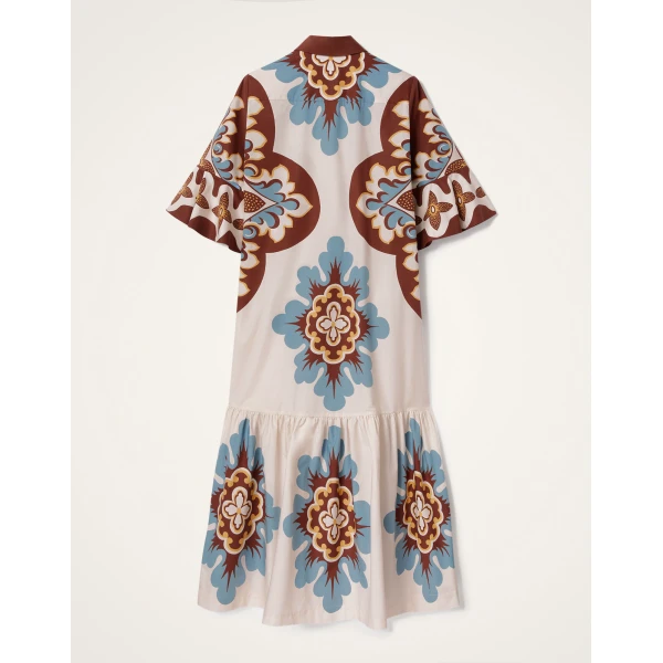 La DoubleJ Artemis Dress Palazzo Placée Chocolate in Cotton Poplin - Dresses - Milanese Maximalist Fashion at Luxury Shoes 
