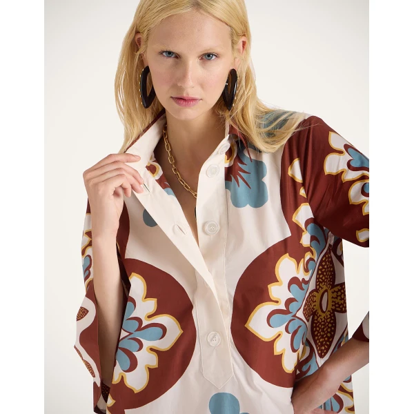La DoubleJ Artemis Dress Palazzo Placée Chocolate in Cotton Poplin - Dresses - Milanese Maximalist Fashion at Luxury Shoes 