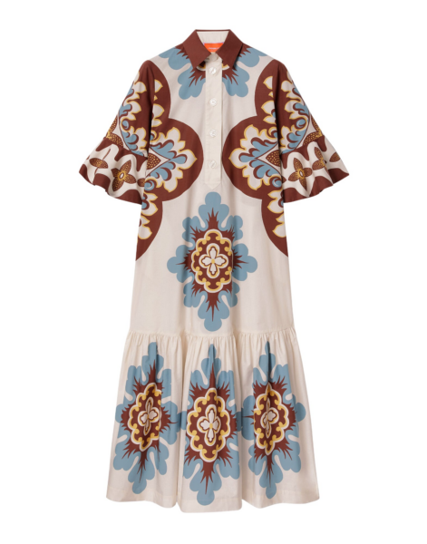 La DoubleJ Artemis Dress Palazzo Placée Chocolate in Cotton Poplin - Dresses - Milanese Maximalist Fashion at Luxury Shoes 