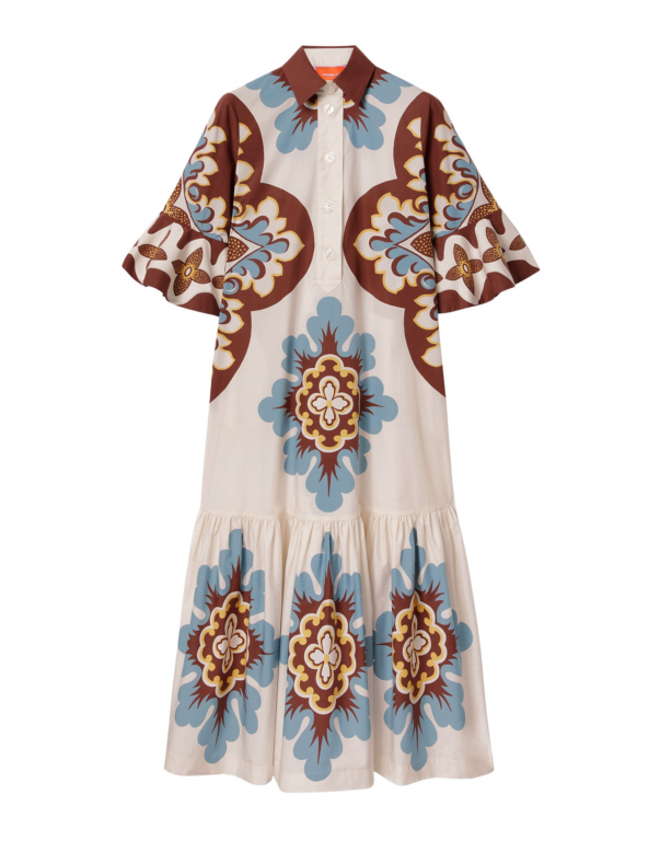 La DoubleJ Artemis Dress Palazzo Placée Chocolate in Cotton Poplin - Dresses - Milanese Maximalist Fashion at Luxury Shoes 