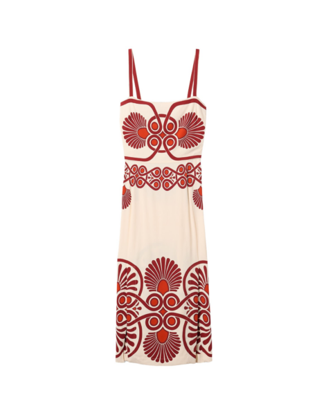 La DoubleJ Buy Me A Martini Dress Medallion Placée Cream in Envers Satin - Dresses - Milanese Maximalist Fashion at Luxury Shoes 