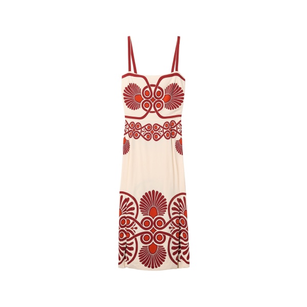 La DoubleJ Buy Me A Martini Dress Medallion Placée Cream in Envers Satin - Dresses - Milanese Maximalist Fashion at Luxury Shoes 