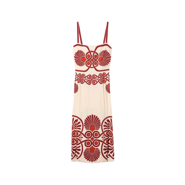 La DoubleJ Buy Me A Martini Dress Medallion Placée Cream in Envers Satin - Dresses - Milanese Maximalist Fashion at Luxury Shoes 