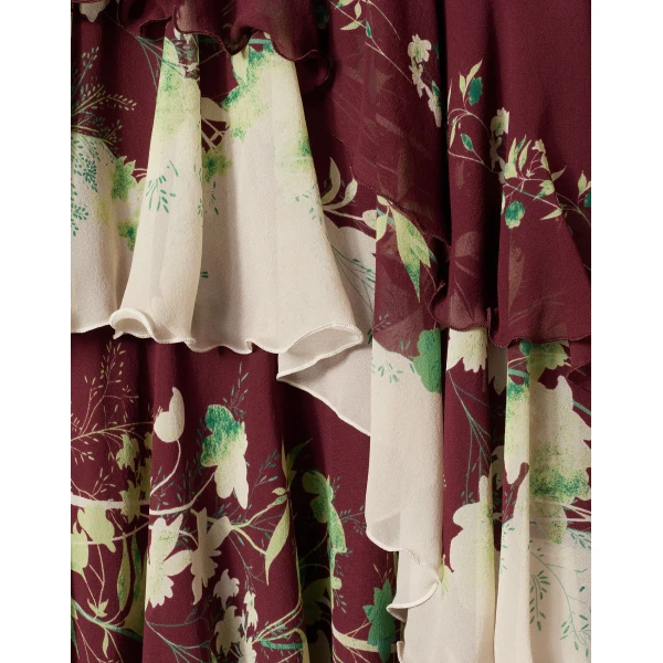 La DoubleJ Chemise Swing Dress Florette Fan Brown in Silk Twill - Dresses - Milanese Maximalist Fashion at Luxury Shoes 