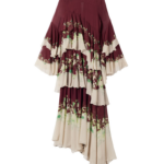 La DoubleJ Chemise Swing Dress Florette Fan Brown in Silk Twill - Dresses - Milanese Maximalist Fashion at Luxury Shoes 
