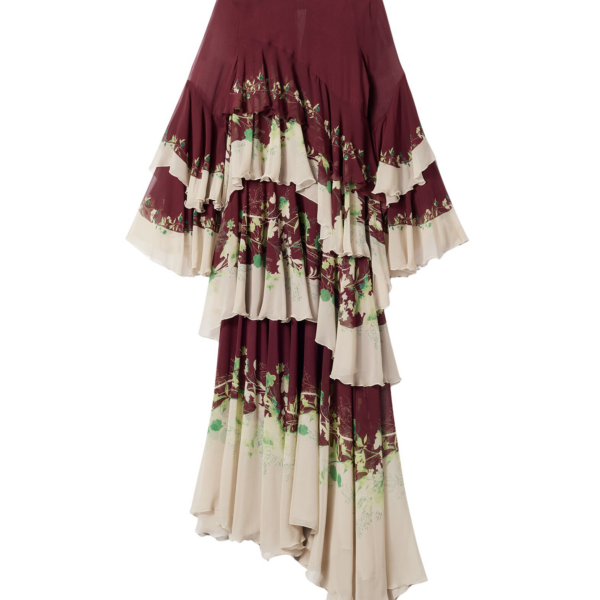 La DoubleJ Chemise Swing Dress Florette Fan Brown in Silk Twill