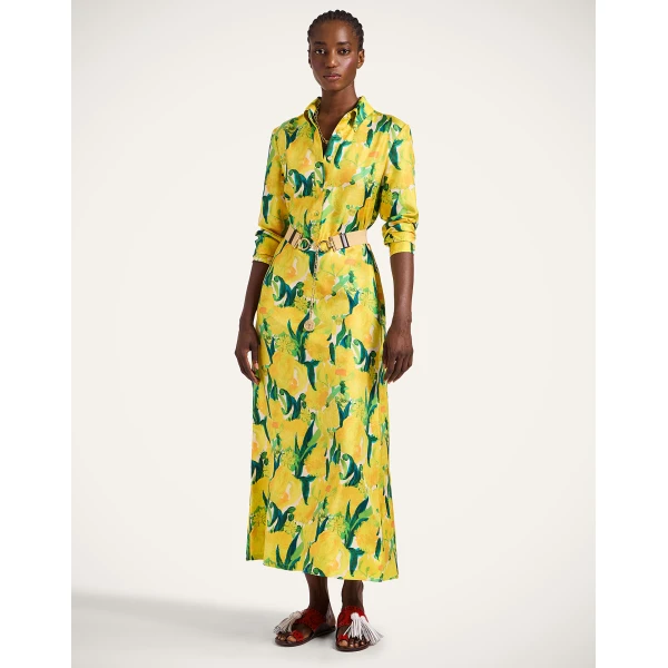 La DoubleJ Chemise Swing Dress Zesty Yellow in Silk Twill - Dresses - Milanese Maximalist Fashion at Luxury Shoes 