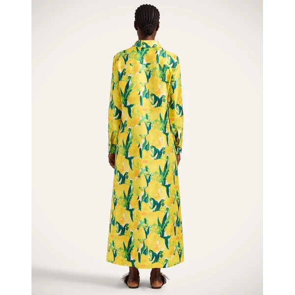 La DoubleJ Chemise Swing Dress Zesty Yellow in Silk Twill - Dresses - Milanese Maximalist Fashion at Luxury Shoes 