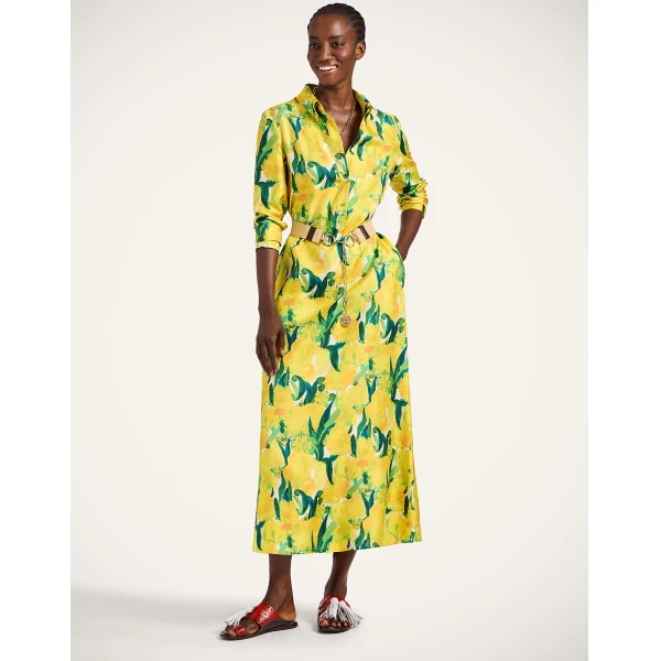 La DoubleJ Chemise Swing Dress Zesty Yellow in Silk Twill - Dresses - Milanese Maximalist Fashion at Luxury Shoes 