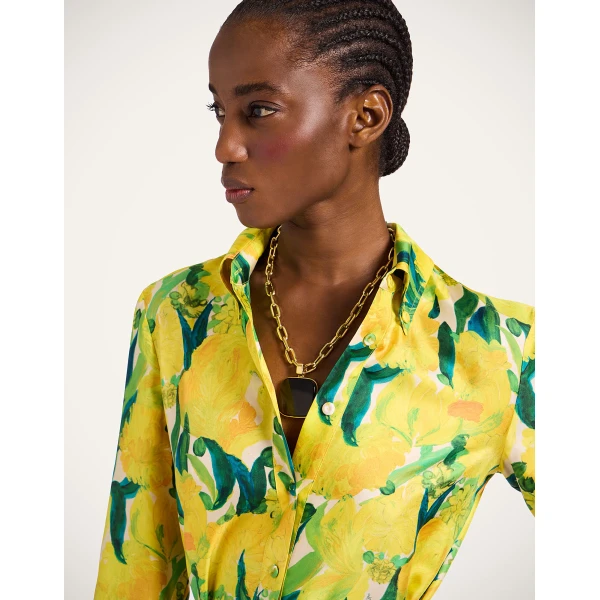 La DoubleJ Chemise Swing Dress Zesty Yellow in Silk Twill - Dresses - Milanese Maximalist Fashion at Luxury Shoes 