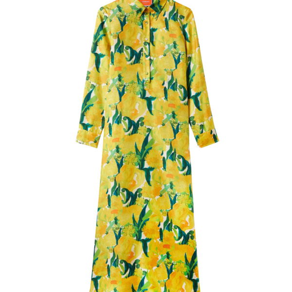 La DoubleJ Chemise Swing Dress Zesty Yellow in Silk Twill