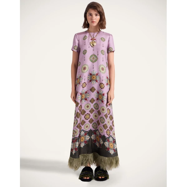 La DoubleJ Cherie Scarf Dress Bounty Placée Navy in Crepe De Chine - Dresses - Milanese Maximalist Fashion at Luxury Shoes 