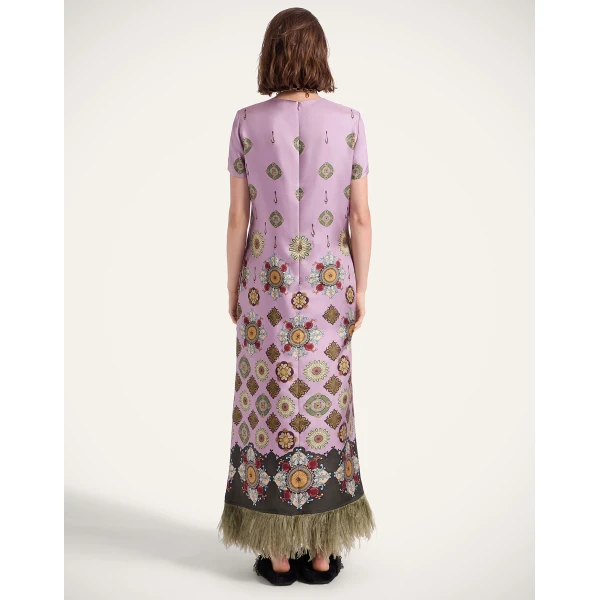 La DoubleJ Cherie Scarf Dress Bounty Placée Navy in Crepe De Chine - Dresses - Milanese Maximalist Fashion at Luxury Shoes 