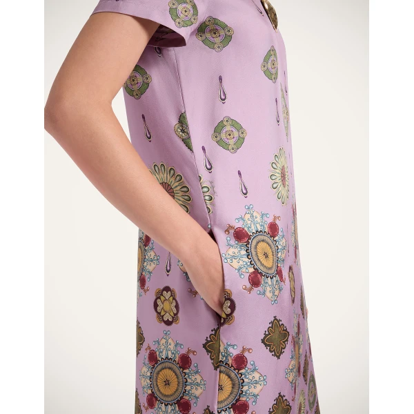 La DoubleJ Cherie Scarf Dress Bounty Placée Navy in Crepe De Chine - Dresses - Milanese Maximalist Fashion at Luxury Shoes 