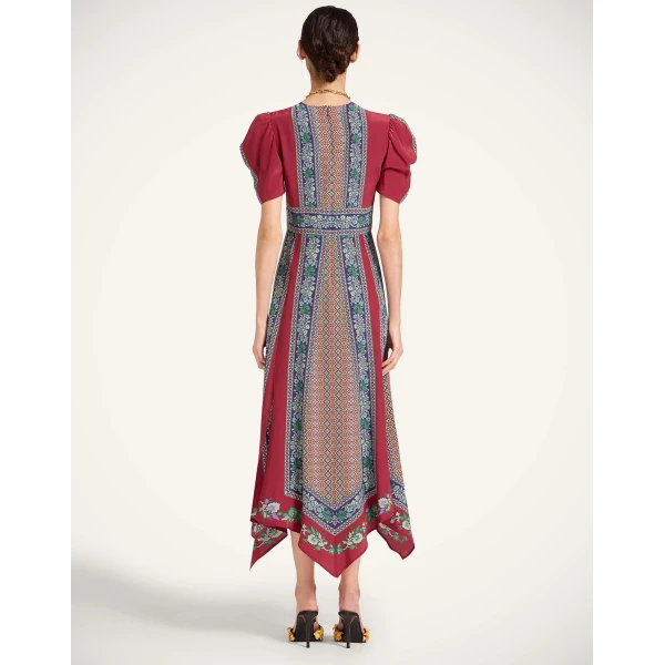 La DoubleJ Cherie Scarf Dress Regalia Placée Red in Crepe De Chine - Dresses - Milanese Maximalist Fashion at Luxury Shoes 