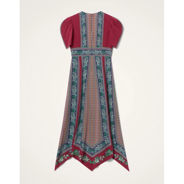 La DoubleJ Cherie Scarf Dress Regalia Placée Red in Crepe De Chine - Dresses - Milanese Maximalist Fashion at Luxury Shoes 