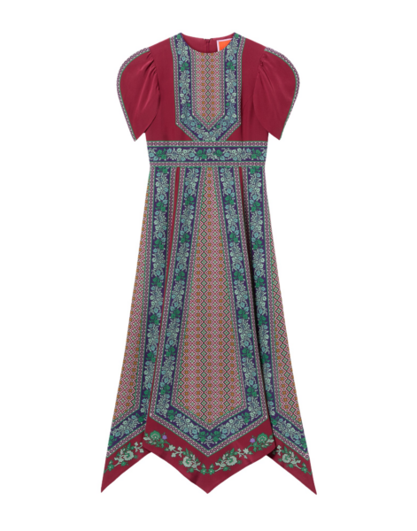 La DoubleJ Cherie Scarf Dress Regalia Placée Red in Crepe De Chine - Dresses - Milanese Maximalist Fashion at Luxury Shoes 