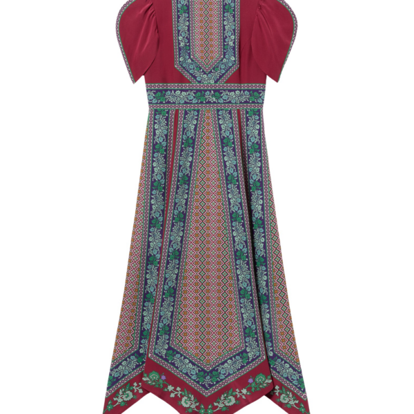 La DoubleJ Cherie Scarf Dress Regalia Placée Red in Crepe De Chine