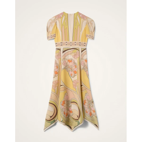 La DoubleJ Cherie Scarf Dress Tulip Placée Pale Pink in Crepe De Chine - Dresses - Milanese Maximalist Fashion at Luxury Shoes 