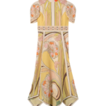 La DoubleJ Cherie Scarf Dress Tulip Placée Pale Pink in Crepe De Chine - Dresses - Milanese Maximalist Fashion at Luxury Shoes 