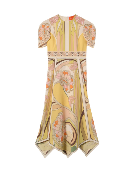 La DoubleJ Cherie Scarf Dress Tulip Placée Pale Pink in Crepe De Chine - Dresses - Milanese Maximalist Fashion at Luxury Shoes 