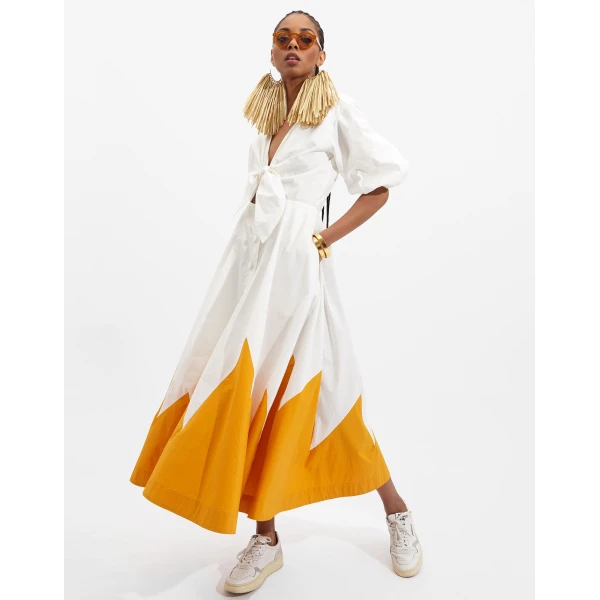 La DoubleJ Chevron Mini Dress Multicolor Geen & Pink in Cotton Knit Chevron - Dresses - Milanese Maximalist Fashion at Luxury Shoes 
