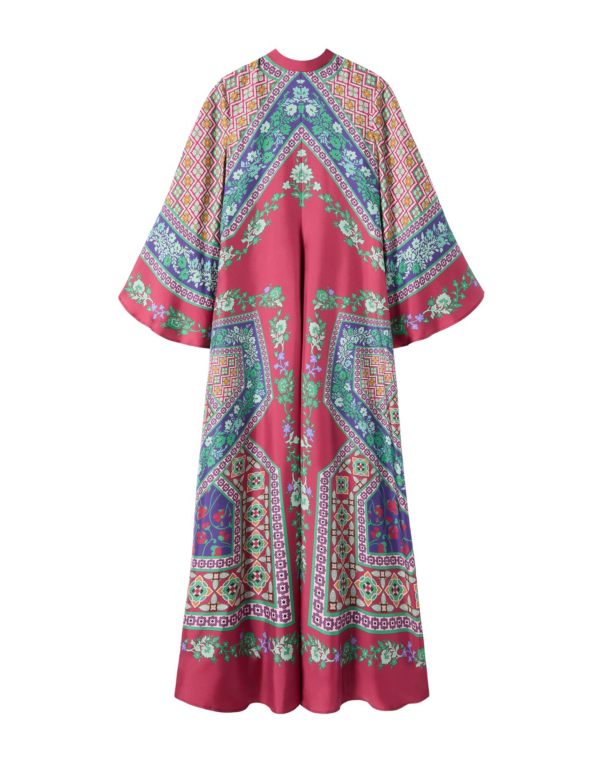 La DoubleJ Chignon Dress Queen Peony Placée Red in Techno Crepe de Chine - Dresses - Milanese Maximalist Fashion at Luxury Shoes 