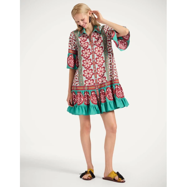 La DoubleJ Choux Dress Pagoda Placée Rust in Cotton Poplin - Dresses - Milanese Maximalist Fashion at Luxury Shoes 