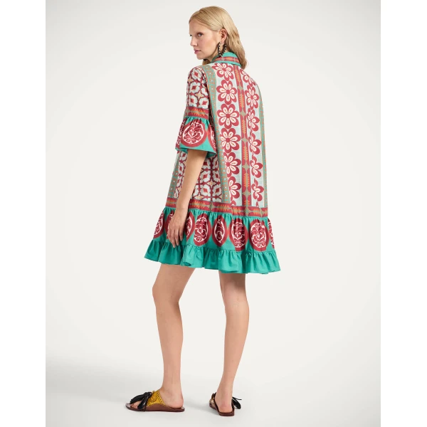 La DoubleJ Choux Dress Pagoda Placée Rust in Cotton Poplin - Dresses - Milanese Maximalist Fashion at Luxury Shoes 